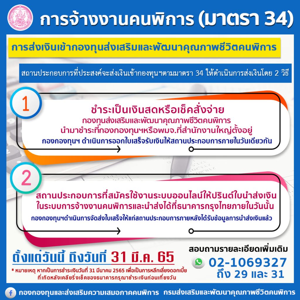 การส่งเงินเข้ากองทุนมาตรา 34